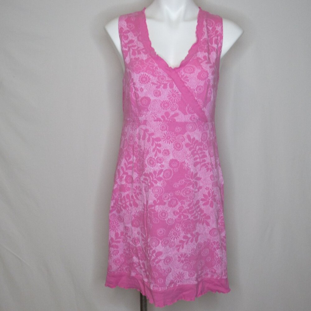 Fresh Produce Pink Floral Faux Wrap Sleeveless Cotton Dress Women's S Small